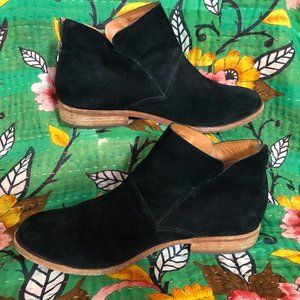 KORK-EASE RYDER Ankle Booties Black Suede Zipper Heel Size 10 Leather
